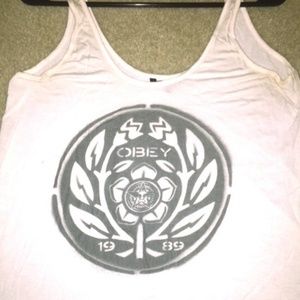 Obey White Graphic Tank Top